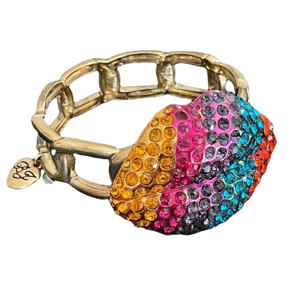 🌀 Betsey Johnson Rainbow Lips Stretch Bracelet